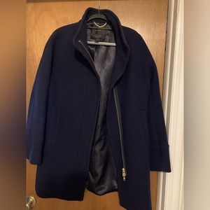 J.Crew (Item# B2770) Cocoon coat in Italian stadium-cloth wool / Size 8 / Navy